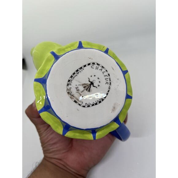 Vintage Chaleur Porcelain Green Blue Striped Tea Pot Sillyware by Delia Heling - Picture 7 of 7